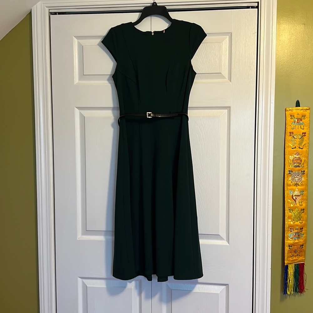 Forest green- belted (black)- Tommy Hilfiger dress - size 4- worn once